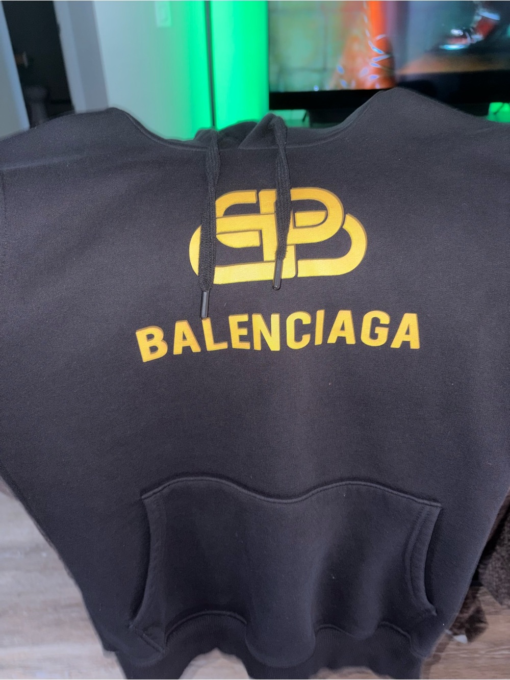 Balenciaga Black Hoodie with Gold Logo